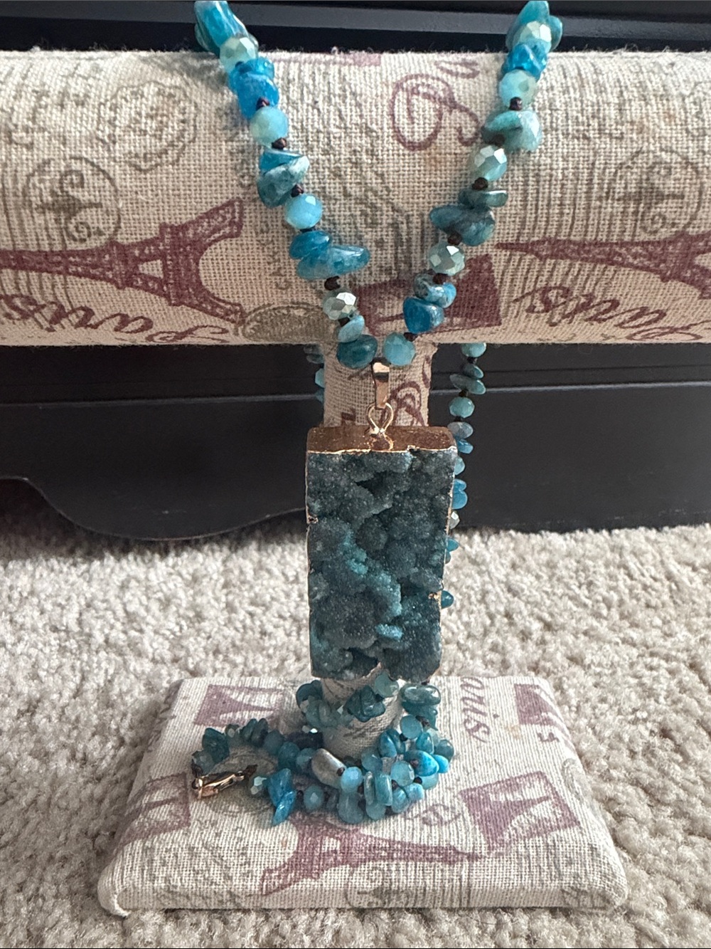 Blue Agate Pendant Necklace - Women Jewelry